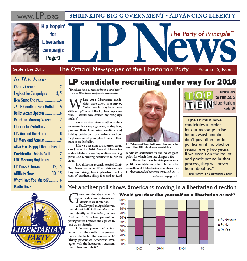 LP News Sept 2015 issue, front page (image)