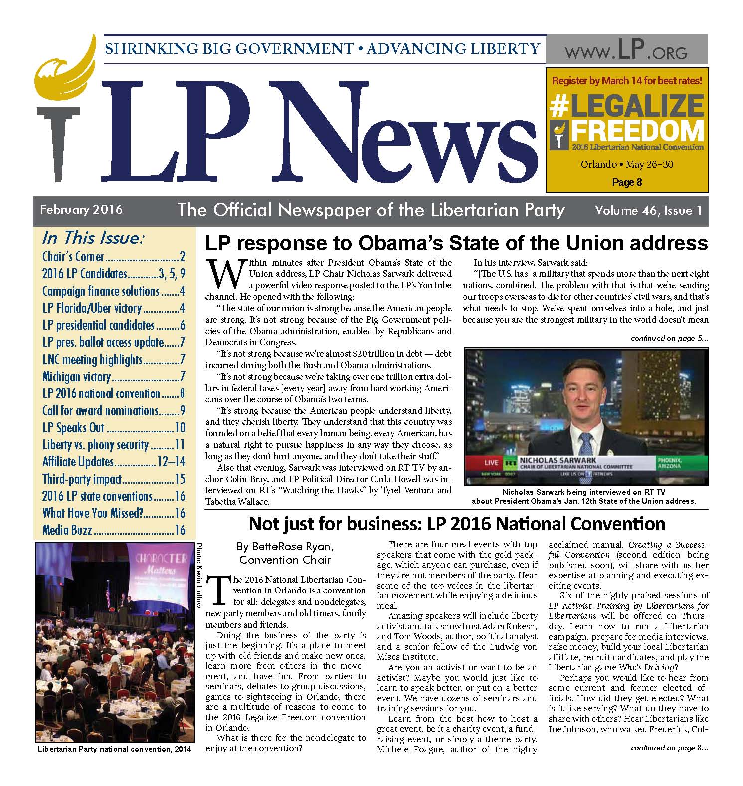 LP News Feb 2016 issue, front page (image)