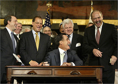 Mitt Romney signing Romneycare