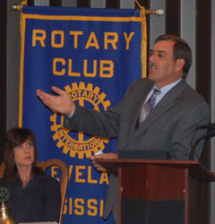Danny Bedwell running for Congress in Mississippi speaks to members of the Rotary Club of Cleveland, Miss.