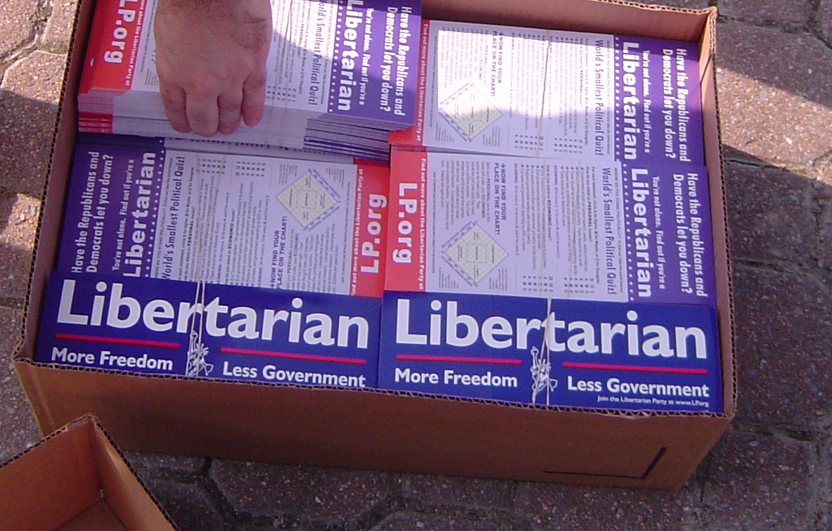 box  libertarian party door hangers and stickers