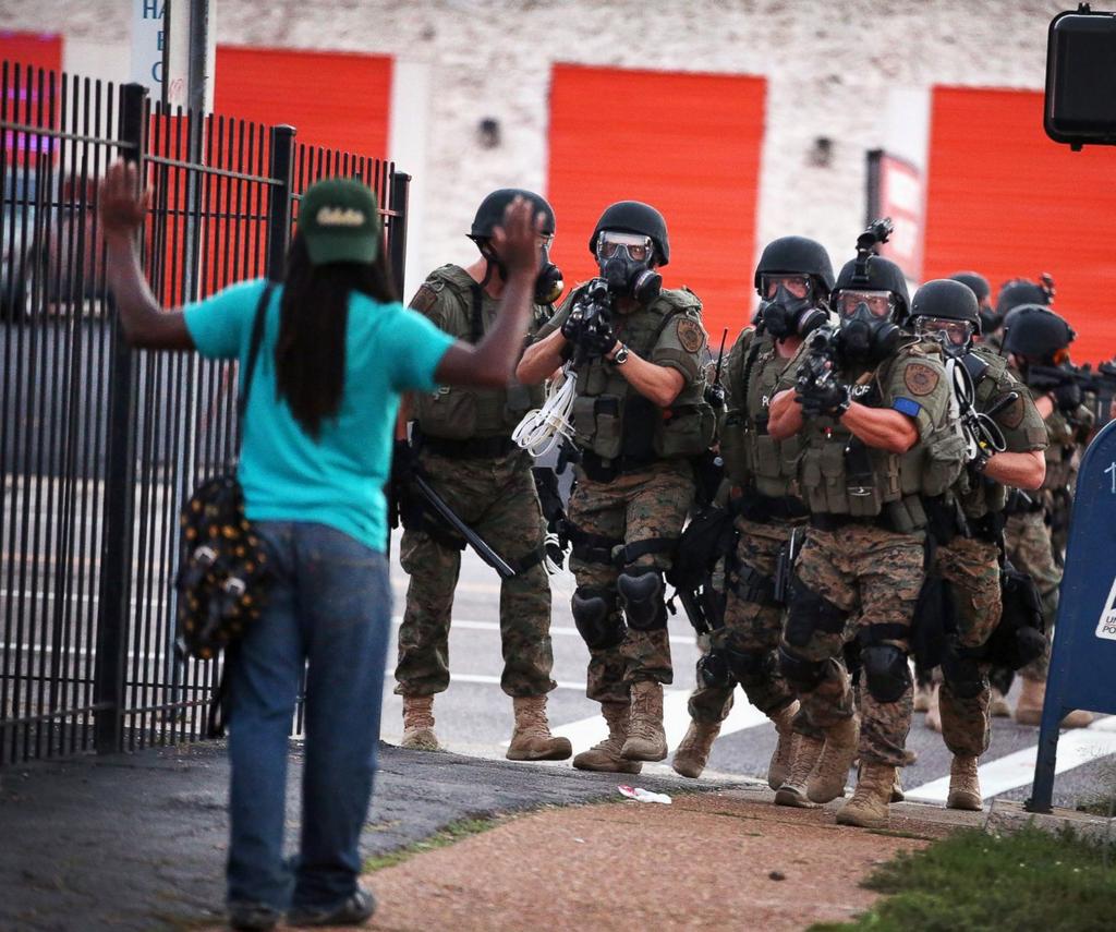 Militarized police in Ferguson, Mo., after the August 2014 shooting death of Michael Brown.