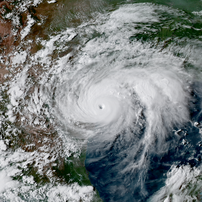 Hurricane Harvey near the coast of Texas on Aug. 25.