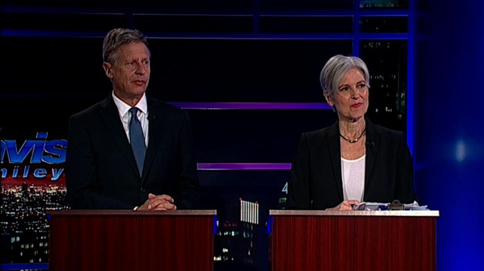 Gary Johnson and Jill Stein appeared on the 'Tavis Smiley Show' in October 2016.