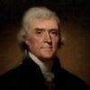 Cropped version of Thomas Jefferson's official presidential portrait (by Rembrandt Peale, 1800) - (color painting)