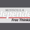 Missoula Independent masthead-with text 'Missoula Independent' and 'Free Thinking' grey background with white red and black lettering (color graphic image)