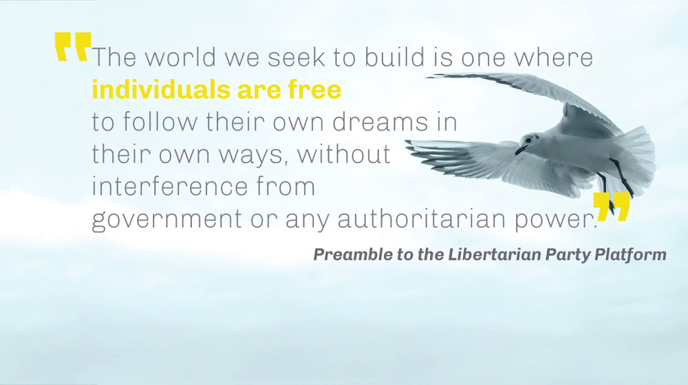 The world we seek to build is one where individuals are free to follow their own dreams in their own ways, without interference from government or any authoritarian power.