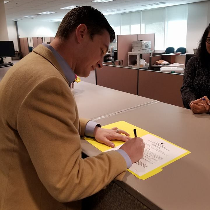 Nicholas Sarwark, chair of the Libertarian National Committee, files his candidacy for mayor of Phoenix.