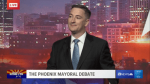 LNC Chair Nicholas Sarwark in the Phoenix mayoral debate on Sept. 17, 2018