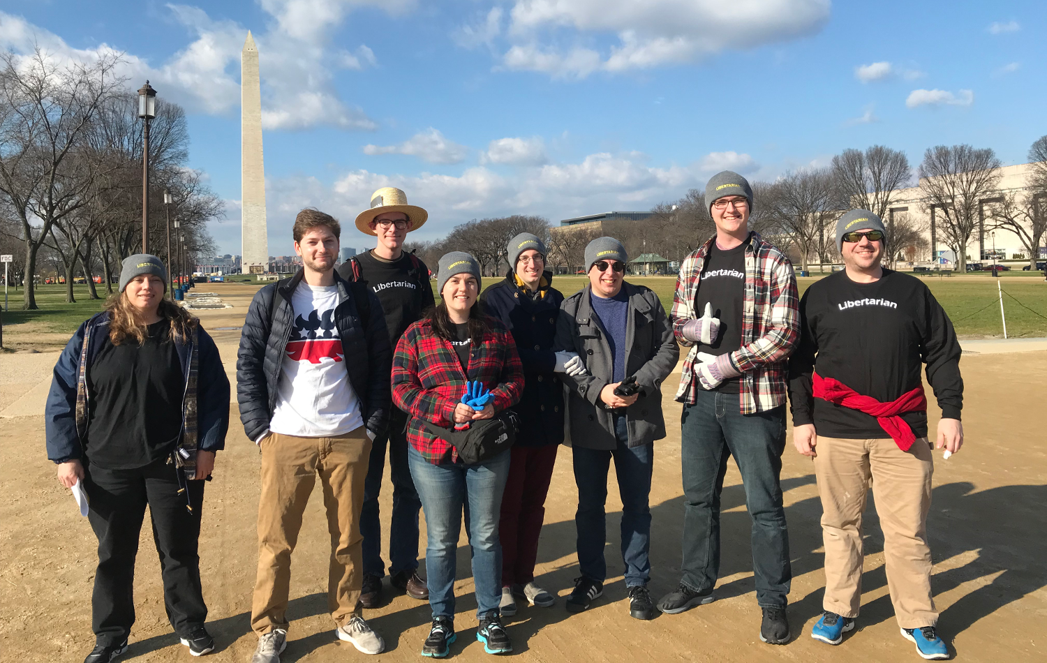 Libertarians clean the National Mall in Washington, D.C., on Jan. 6, 2019.