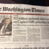 Washington Times: $22 trillion national debt low on Capitol Hill's priorities list